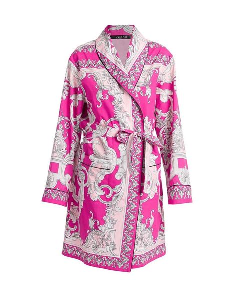 versace silk robe pink